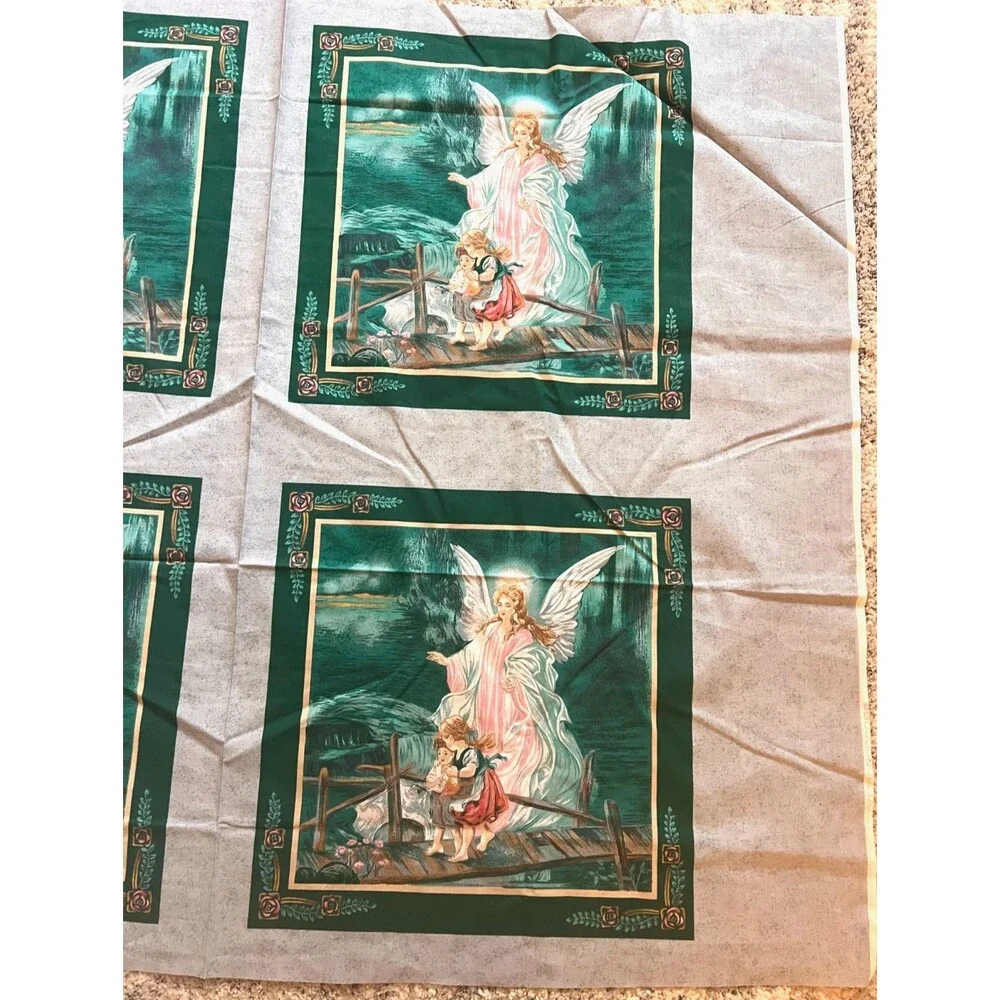 Guardian Angel Quilting Fabric Pillow Panel Cotton 35” X 44” Craft Sew Fairycore